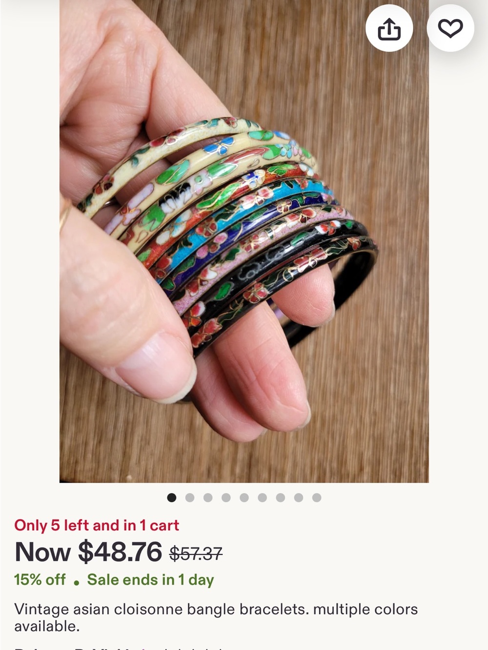 Vintage Cloisonné Floral Bangle Bracelets in Multi-Color